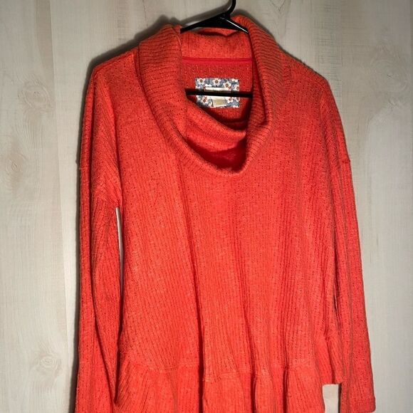 NWT Maeve Winterscape thermal rivers sweater orange cowl neck, size XS - Picture 6 of 16